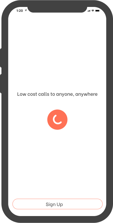 FooCall download and signup screen